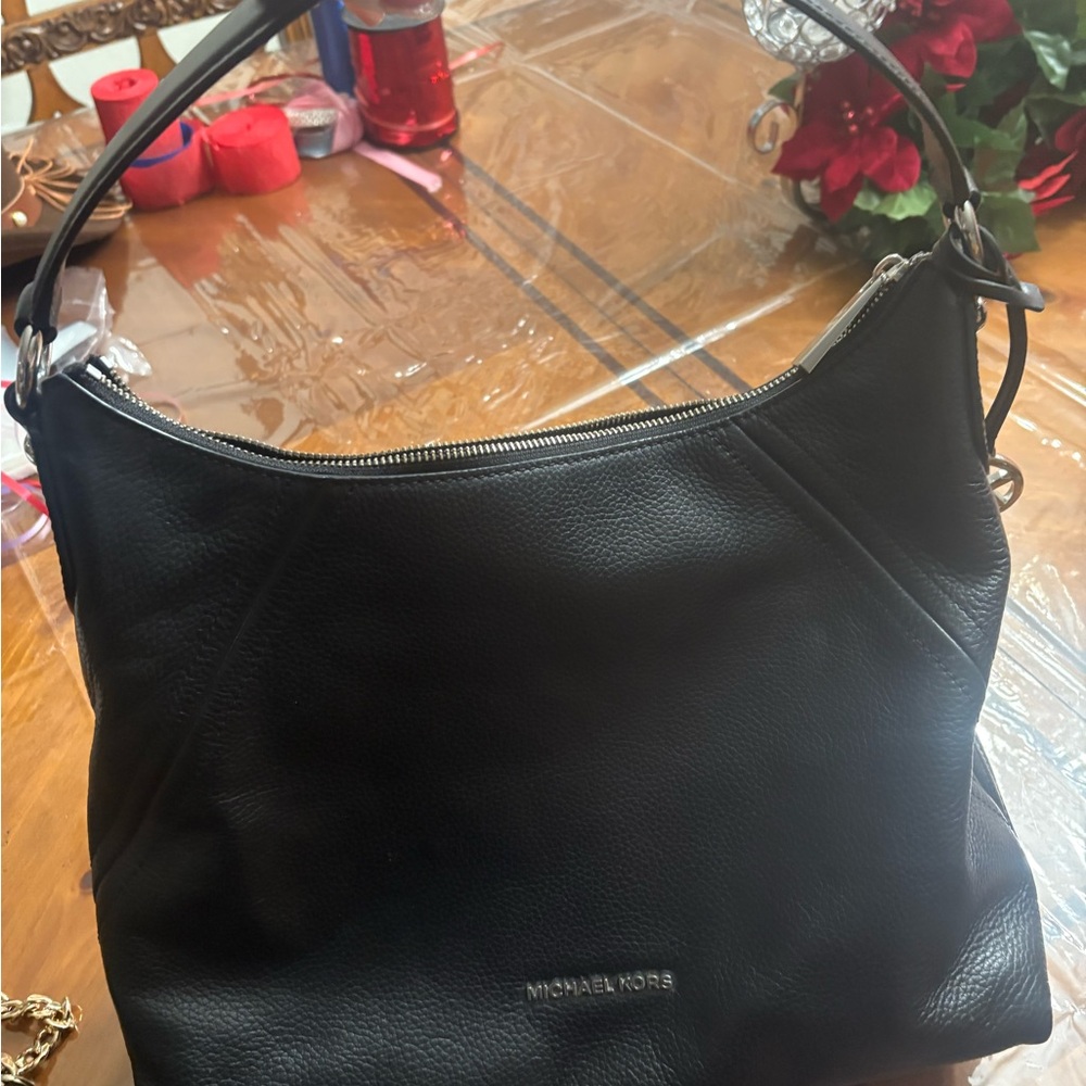 Michael Kors Black Pebbled Leather Shoulder Bag